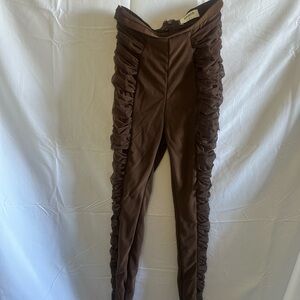 House of CB Brown Ruffled Pants